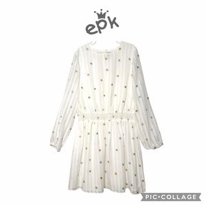 EPK girls white sheer long sleeve gold silver stars formal dress size 12
